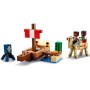 LEGO Minecraft El Viaje en el Barco Pirata de Juguete con Figuras de Animales Pez, Calamar, Camello y Minifigura de Piratas para