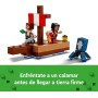 LEGO Minecraft El Viaje en el Barco Pirata de Juguete con Figuras de Animales Pez, Calamar, Camello y Minifigura de Piratas para