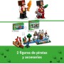 LEGO Minecraft El Viaje en el Barco Pirata de Juguete con Figuras de Animales Pez, Calamar, Camello y Minifigura de Piratas para