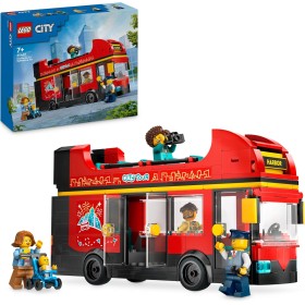 LEGO City Autobús Turístico Rojo de Dos Plantas de Juguete con 5 Minifiguras inc. un Bebé para el Juego de Rol, Regalo de