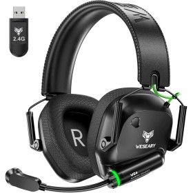 WESEARY WG4 Cascos Gaming Inalambricos, Auriculares Gaming de 2.4G para PS5, PS4, PC, Switch, Mobile, Sonido Estéreo Auriculares
