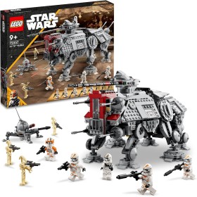 LEGO Star Wars Caminante AT-TE Articulado, Juguete Construcción, Mini Figura Comandante Cody, 3 Soldados Clon 212 y Droides,