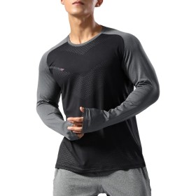 Hombre Camisetas de Running Ropa Corriendo de Manga Larga Secado rápido Reflectante