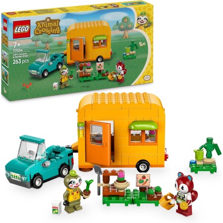 LEGO Animal Crossing Caravana de Gandulio y Tienda de Jardinería Kit de Construcción, Furgoneta de Juguete, Flores y Figuras de