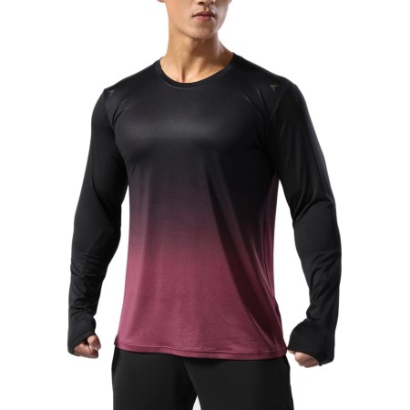 Hombre Camisetas de Running Ropa Corriendo de Manga Larga Secado rápido Reflectante
