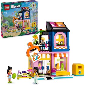 LEGO 42614 Friends Tienda de Ropa Vintage, Modelo con Minimu�ecas Olly, Liann y Jordin y una Figura de Gato