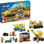LEGO 60391 City Camiones de Construcción y Grúa con Bola de Demolición, Excavadora de Juguete, Camión Basculante y Vehículos de