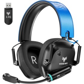 WESEARY WG4 Cascos Gaming Inalambricos, Auriculares Gaming de 2.4G para PS5, PS4, PC, Switch, Mobile, Sonido Estéreo Auriculares