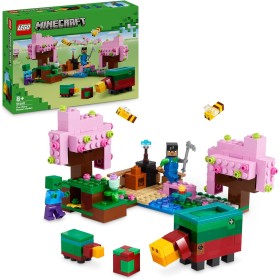 LEGO Minecraft El Jardín de Cerezos en Flor con Animales de Juguete, Figura de Sunny, Sniffer, Zombi y Abejas, Regalo Basado en