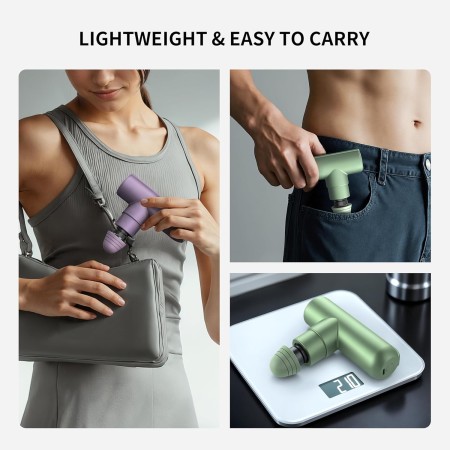 FITMIND Mini Massage Gun,Portable Muscle Massage Gun, 3 Speeds, 4 Massage Heads, Lightweight and Portable for Daily Exercise,