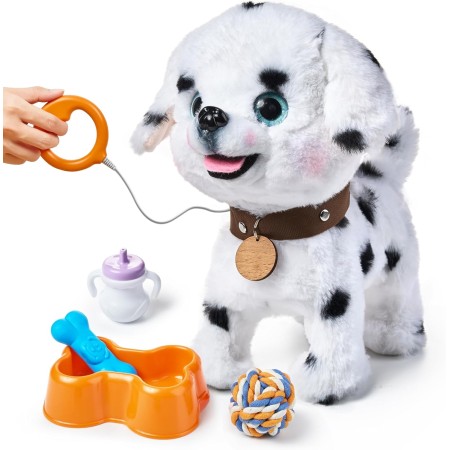 OR OR TU Perro Juguete Que Anda y Ladra, Peluche Perritos de Juguete Que Andan con Correa, Realista Perro Robot Interactivos