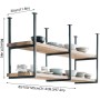 Estante de techo flotante, estantes rústicos de techo, soportes de estante decorativo de 2 capas para colgar en la pared, fácil