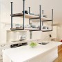 Estante de techo flotante, estantes rústicos de techo, soportes de estante decorativo de 2 capas para colgar en la pared, fácil