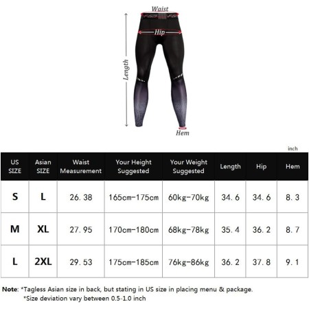 Muscle Alive Hombres Gimnasio Culturismo Compresión Leggins Medias Rutina de Ejercicio Aptitud Pantalones Capa Base Fresco y