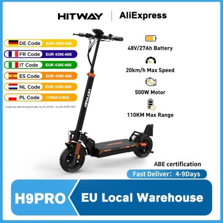 Hitway-patinete eléctrico para adultos, scooter Eléctrico de 10 pulgad