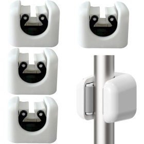 HREDZEO Organizador de escobas, 4 piezas, soporte autoadhesivo para fregona, soporte para escobas, montaje en pared, para