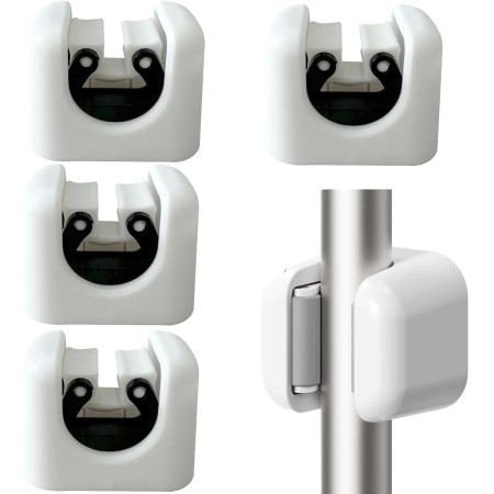 HREDZEO Organizador de escobas, 4 piezas, soporte autoadhesivo para fregona, soporte para escobas, montaje en pared, para