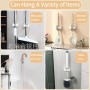 HREDZEO Organizador de escobas, 4 piezas, soporte autoadhesivo para fregona, soporte para escobas, montaje en pared, para