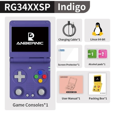 Anbernic-consola de juegos portátil RG34XXSP, pantalla IPS de 3,4 pulg