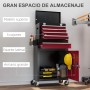 HOMCOM Carro de Herramientas con 5 Cajones y Cerraduras Carro de Taller con Ruedas Caja de Herramientas de Acero con Puerta