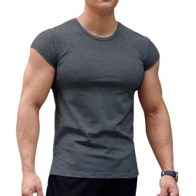 Hombres Atlético Playeras Camisetas Corto Manga Músculo Cortar para Culturismo Rutina de Ejercicio Formación Aptitud Tops Cuello