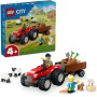 LEGO City Tractor Rojo con Remolque y Oveja Set de Granja y Figuras de Animales de Juguete, Minifiguras de Granjero e Hija,