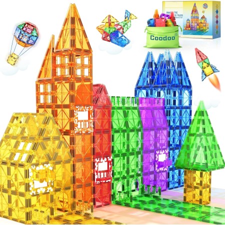 60 piezas de azulejos magnéticos de construcción – Bloques magnéticos STEM para niños, juguetes sensoriales para niños y niñas a