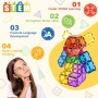 60 piezas de azulejos magnéticos de construcción – Bloques magnéticos STEM para niños, juguetes sensoriales para niños y niñas a