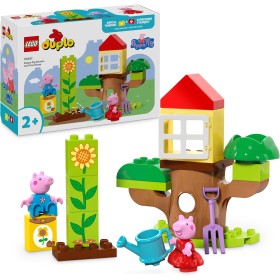 LEGO Duplo Jardín y Casa del Árbol de Peppa Pig Casita de Juguete, Set de Aprendizaje para Construir con 2 Figuras Inc. George,