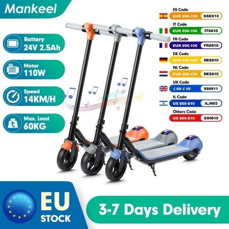 Patinete eléctrico Mankeel MK029, patinete eléctrico plegable de 6,5 p