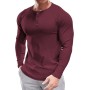 Muscle Cmdr Henley-Camiseta de Manga Larga Hombre,Camiseta Ajustada Henley de Manga Larga para Hombre