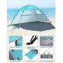Glymnis Tienda de Playa, Refugio Playa para 2-3 Personas, Carpa de Playa con Doble Puerta de Cremallera, Ventanas Ventiladas,