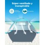 Glymnis Tienda de Playa, Refugio Playa para 2-3 Personas, Carpa de Playa con Doble Puerta de Cremallera, Ventanas Ventiladas,