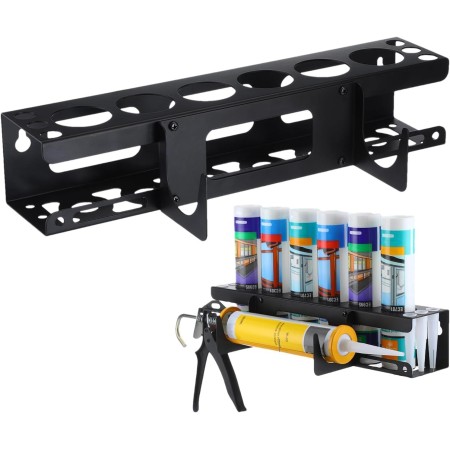 shuhauk Soporte de calafateo para montaje en pared de tubo de calafateo manual, estante de almacenamiento de metal para tubos de
