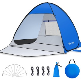Glymnis Tienda de Playa Pop Up 2-4 Personas Instantánea Automática UPF 50+ Portátil con Puerta Cremallera para Playa Parque
