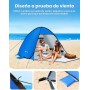 Glymnis Tienda de Playa Pop Up 2-4 Personas Instantánea Automática UPF 50+ Portátil con Puerta Cremallera para Playa Parque
