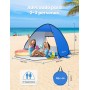 Glymnis Tienda de Playa Pop Up 2-4 Personas Instantánea Automática UPF 50+ Portátil con Puerta Cremallera para Playa Parque