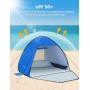 Glymnis Tienda de Playa Pop Up 2-4 Personas Instantánea Automática UPF 50+ Portátil con Puerta Cremallera para Playa Parque