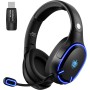 PHOINIKAS Cascos Gaming Inalámbricos para PC/PS5/PS4, Auriculares Gaming Inalámbricos de 2,4GHz USB Wireless+Bluetooth 5.3, Baja