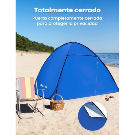 Glymnis Tienda de Playa Pop Up 2-4 Personas Instantánea Automática UPF 50+ Portátil con Puerta Cremallera para Playa Parque