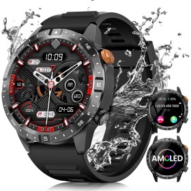 2025 Men's Smart Watch, 1.43 inch AMOLED Smartwatch with Calls, 24/7 Heart Rate Monitor SpO2, Sleep Monitor, Pedometer, 450 mAh