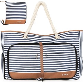 Lekespring Bolsa Playa Grande XXL Familiar con Cremallera Bolsa de Viaje, Impermeable Shopper Bolso de Hombro para Mujer, Bolsa