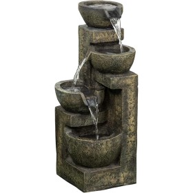 Outsunny Fuente de Jardín 5W Fuente de Agua en Cascada de 4 Niveles con Bomba de Agua y Salida de Agua Ajustable para Decoración