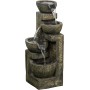Outsunny Fuente de Jardín 5W Fuente de Agua en Cascada de 4 Niveles con Bomba de Agua y Salida de Agua Ajustable para Decoración