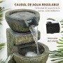 Outsunny Fuente de Jardín 5W Fuente de Agua en Cascada de 4 Niveles con Bomba de Agua y Salida de Agua Ajustable para Decoración