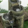 Outsunny Fuente de Jardín 5W Fuente de Agua en Cascada de 4 Niveles con Bomba de Agua y Salida de Agua Ajustable para Decoración