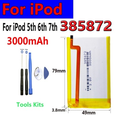 385872 Batería SSD HD mejorada de 3000mAh para iPod, vídeo de 5. a gen