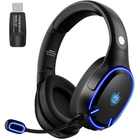 PHOINIKAS Auriculares Bluetooth Inalámbricos con Doble Chip, Bluetooth 5.3 para Teléfono Móvil/Portátil, Dongle 2.4Ghz para