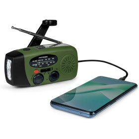 Metronic 477216 - Radio Solar de Emergencia FM/Am con manivela, portátil, función powerbank Solar 2000mAh, Linterna sin Pilas