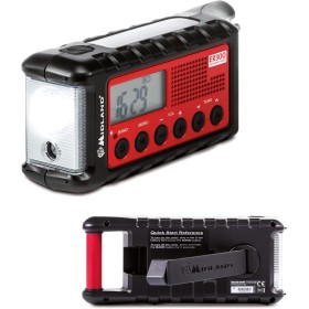 Midland - Batería Externa de Emergencia ER300 Multifuncional para Camping y Outdoor, Linterna LED Dinamo, Radio FM/Am con Placa